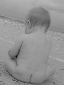 THEN - He enjoyed showing a little crack at the beach.