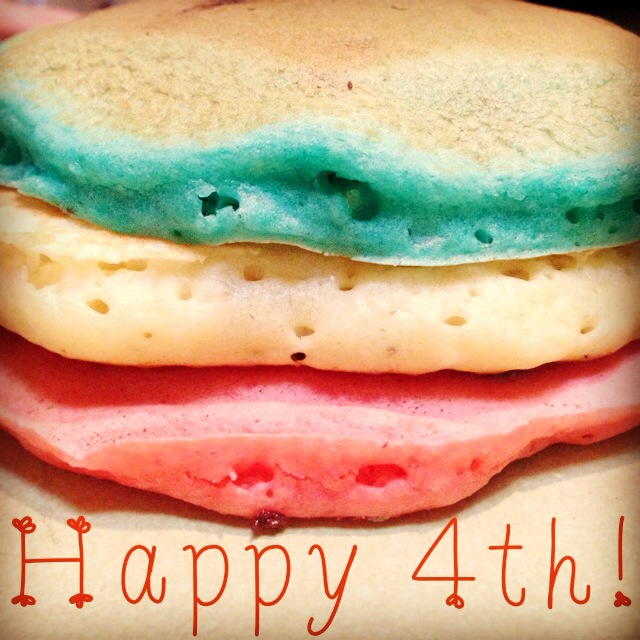 Re, White, and Blue Chocolate Chip Pancakes. Happy Birthday, indeed...